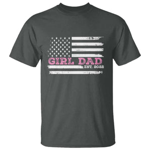 Dad Of Girl Est. 2022 T Shirt Father Girl To Be 2022 Daddy Fathers Day USA Flag TS10 Dark Heather Print Your Wear