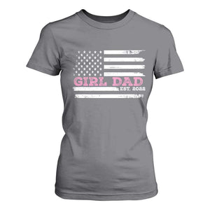 Dad Of Girl Est. 2022 T Shirt For Women Father Girl To Be 2022 Daddy Fathers Day USA Flag TS10 Charcoal Print Your Wear