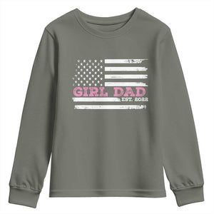 Dad Of Girl Est. 2022 Youth Sweatshirt Father Girl To Be 2022 Daddy Fathers Day USA Flag TS10 Military Green Print Your Wear