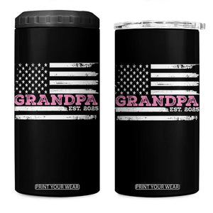 Grandpa Of Girl Est. 2025 4 in 1 Can Cooler Tumbler Fathers Day USA Flag TS10 One Size: 16 oz Black Print Your Wear