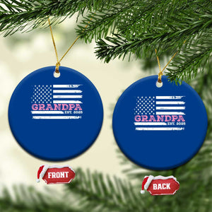 Grandpa Of Girl Est. 2025 Ceramic Ornament Fathers Day USA Flag TS10 1pc Blue Print Your Wear
