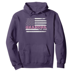 Grandpa Of Girl Est. 2025 Hoodie Fathers Day USA Flag TS10 Purple Print Your Wear