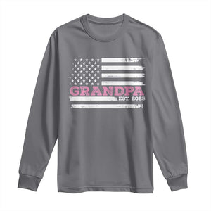 Grandpa Of Girl Est. 2025 Long Sleeve Shirt Fathers Day USA Flag TS10 Charcoal Print Your Wear