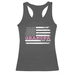 Grandpa Of Girl Est. 2025 Racerback Tank Top Fathers Day USA Flag TS10 Dark Heather Print Your Wear