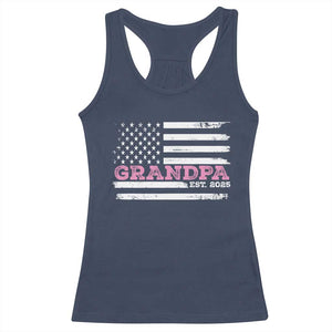Grandpa Of Girl Est. 2025 Racerback Tank Top Fathers Day USA Flag TS10 Navy Print Your Wear
