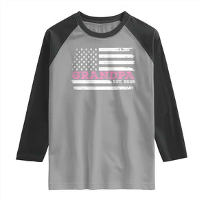 Grandpa Of Girl Est. 2025 Raglan Shirt Fathers Day USA Flag TS10 Sport Gray Black Print Your Wear