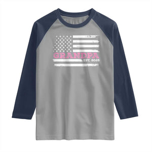 Grandpa Of Girl Est. 2025 Raglan Shirt Fathers Day USA Flag TS10 Sport Gray Navy Print Your Wear