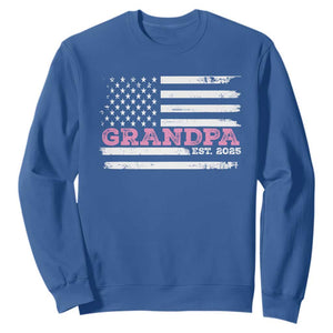 Grandpa Of Girl Est. 2025 Sweatshirt Fathers Day USA Flag TS10 Royal Blue Print Your Wear