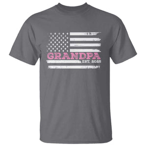 Grandpa Of Girl Est. 2025 T Shirt Fathers Day USA Flag TS10 Charcoal Print Your Wear