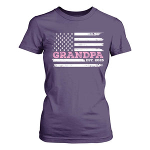 Grandpa Of Girl Est. 2025 T Shirt For Women Fathers Day USA Flag TS10 Purple Print Your Wear