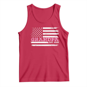 Grandpa Of Girl Est. 2025 Tank Top Fathers Day USA Flag TS10 Red Print Your Wear