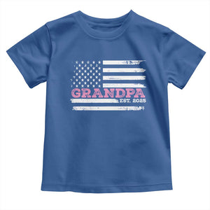 Grandpa Of Girl Est. 2025 Toddler T Shirt Fathers Day USA Flag TS10 Royal Blue Print Your Wear