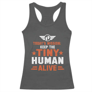 Funny New Dad Racerback Tank Top First Time Father Grandpa Keep Tiny Human Alive TS10 Dark Heather Print Your Wear
