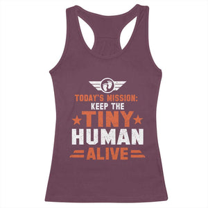 Funny New Dad Racerback Tank Top First Time Father Grandpa Keep Tiny Human Alive TS10 Maroon Print Your Wear