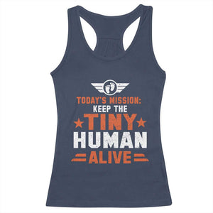 Funny New Dad Racerback Tank Top First Time Father Grandpa Keep Tiny Human Alive TS10 Navy Print Your Wear