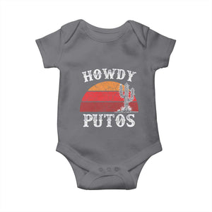 Howdy Putos Baby Onesie Funny Cactus Retro Vintage TS10 Charcoal Print Your Wear