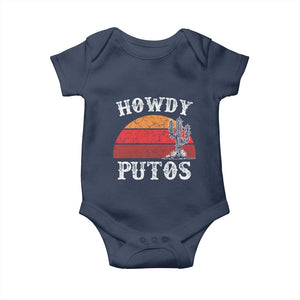 Howdy Putos Baby Onesie Funny Cactus Retro Vintage TS10 Navy Print Your Wear