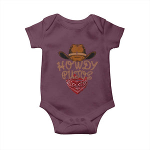 Howdy Putos Baby Onesie Funny Western Country Rodeo Southern Retro Cowboy TS10 Maroon Print Your Wear