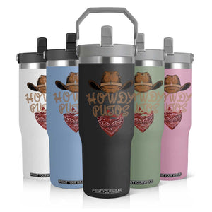 Howdy Putos Flip Straw Tumbler Funny Western Country Rodeo Southern Retro Cowboy TS10 Print Your Wear