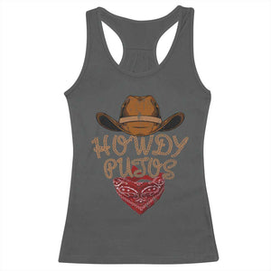 Howdy Putos Racerback Tank Top Funny Western Country Rodeo Southern Retro Cowboy TS10 Dark Heather Print Your Wear