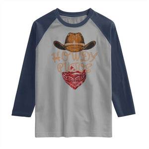 Howdy Putos Raglan Shirt Funny Western Country Rodeo Southern Retro Cowboy TS10 Sport Gray Navy Print Your Wear