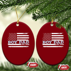 Boy Dad Est 2025 Ceramic Ornament Newborn Daddy Father Baby Boy Son USA Flag TS10 Print Your Wear