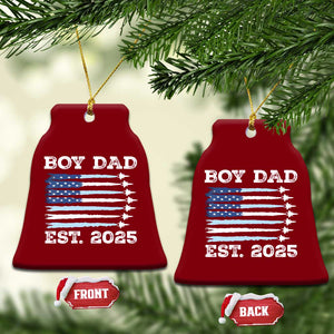 Boy Dad Est 2025 Ceramic Ornament Newborn Daddy Father Baby Boy Son USA Flag Fighter Jets TS10 Print Your Wear