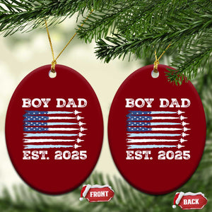 Boy Dad Est 2025 Ceramic Ornament Newborn Daddy Father Baby Boy Son USA Flag Fighter Jets TS10 Print Your Wear