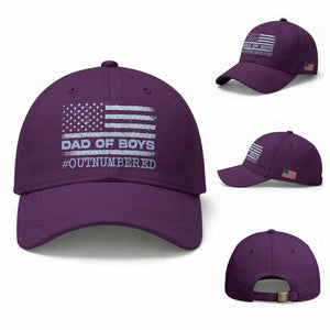 Dad Of Boys Outnumbered Baseball Cap Daddy Of Newborn Baby Boy First Fathers Day Camo American Flag TS10 Baseball Cap Universal Fit Purple Print Your Wear