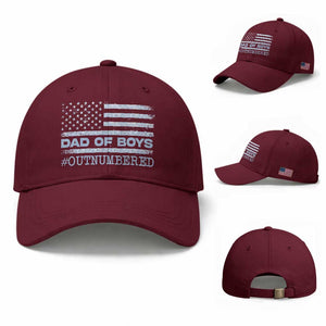Dad Of Boys Outnumbered Baseball Cap Daddy Of Newborn Baby Boy First Fathers Day Camo American Flag TS10 Baseball Cap Universal Fit Maroon Print Your Wear