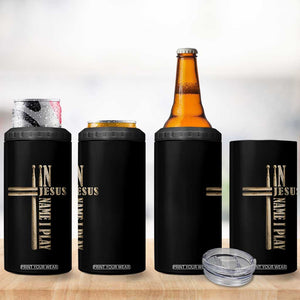 Christian Drummer 4 in 1 Can Cooler Tumbler In Jesus Name I Play Drumstick Cross Drums Percussionist TS10 Print Your Wear