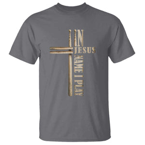 Christian Drummer T Shirt In Jesus Name I Play Drumstick Cross Drums Percussionist TS10 Charcoal Print Your Wear