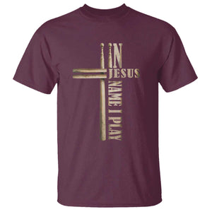 Christian Drummer T Shirt In Jesus Name I Play Drumstick Cross Drums Percussionist TS10 Maroon Print Your Wear