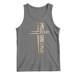 Christian Drummer Tank Top In Jesus Name I Play Drumstick Cross Drums Percussionist TS10 Black Heather Print Your Wear