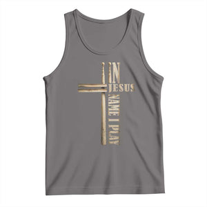 Christian Drummer Tank Top In Jesus Name I Play Drumstick Cross Drums Percussionist TS10 Deep Heather Print Your Wear