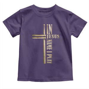 Christian Drummer Toddler T Shirt In Jesus Name I Play Drumstick Cross Drums Percussionist TS10 Purple Print Your Wear