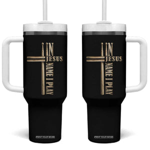 Christian Drummer Tumbler With Handle In Jesus Name I Play Drumstick Cross Drums Percussionist TS10 One Size: 40 oz Black Print Your Wear
