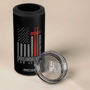 Christian Drummer 4 in 1 Can Cooler Tumbler Drumming For Jesus Cross USA Flag Percussionist TS10 Print Your Wear
