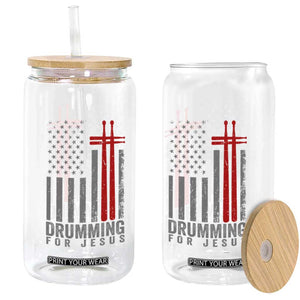 Christian Drummer Glass Can Drumming For Jesus Cross USA Flag Percussionist TS10 Print Your Wear