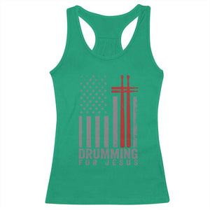 Christian Drummer Racerback Tank Top Drumming For Jesus Cross USA Flag Percussionist TS10 Irish Green Print Your Wear