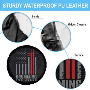 Christian Drummer Spare Tire Cover Drumming For Jesus Cross USA Flag Percussionist TS10 Print Your Wear