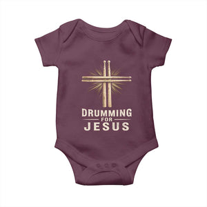 Christian Drummer Baby Onesie Drumming For Jesus Drumstick Cross Percussionist TS10 Maroon Print Your Wear