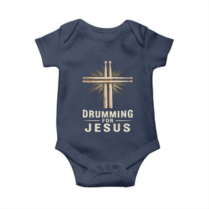 Christian Drummer Baby Onesie Drumming For Jesus Drumstick Cross Percussionist TS10 Navy Print Your Wear