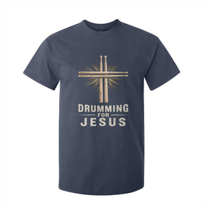 Christian Drummer T Shirt For Kid Drumming For Jesus Drumstick Cross Percussionist TS10 Navy Print Your Wear