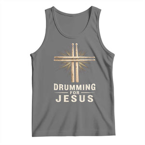 Christian Drummer Tank Top Drumming For Jesus Drumstick Cross Percussionist TS10 Black Heather Print Your Wear