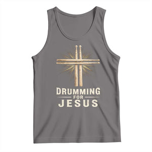 Christian Drummer Tank Top Drumming For Jesus Drumstick Cross Percussionist TS10 Deep Heather Print Your Wear