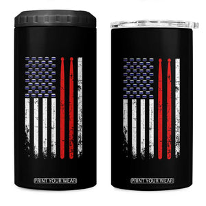 Patriotic Drummer 4 in 1 Can Cooler Tumbler Percussionist Gift Drumming Drumsticks American Flag TS10 One Size: 16 oz Black Print Your Wear
