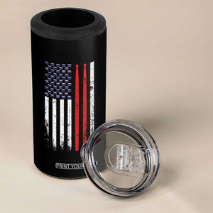 Patriotic Drummer 4 in 1 Can Cooler Tumbler Percussionist Gift Drumming Drumsticks American Flag TS10 Print Your Wear