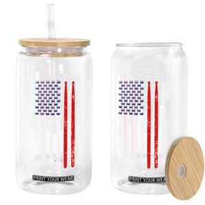 Patriotic Drummer Glass Can Percussionist Gift Drumming Drumsticks American Flag TS10 Print Your Wear