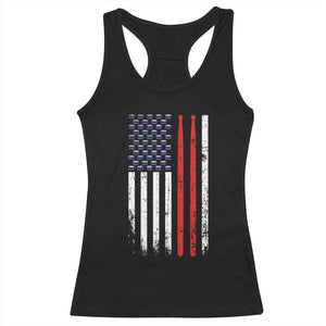 Patriotic Drummer Racerback Tank Top Percussionist Gift Drumming Drumsticks American Flag TS10 Black Print Your Wear